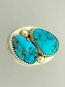 STERLING SILVER TURQUOISE RING ESTATE - Picture 1 of 5