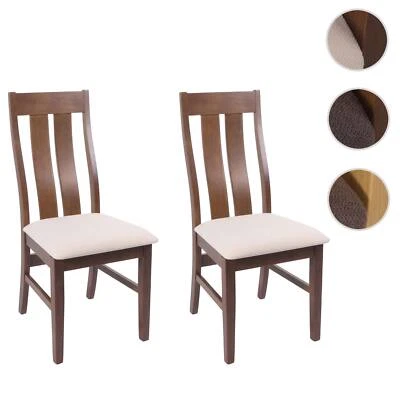 2er-Set Esszimmerstuhl HWC-M58, Küchenstuhl Lehnstuhl Stuhl, Stoff Massiv-Holz - Bild 1 von 4