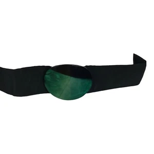 Vintage Belt plastic Buckle black Snap Back Retro Mod Geo Sz 9 30 " - Picture 1 of 10