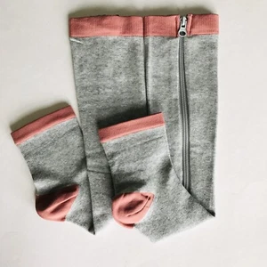 Open Toe 15-25 mmHg Reißverschluss Kompressionsstrümpfe Stützstrümpfe Bein grau/braun - Bild 1 von 5