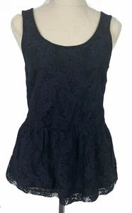 Portmans Womens Size S Black Floral Lace Front Sleeveless Blouse - Picture 1 of 5