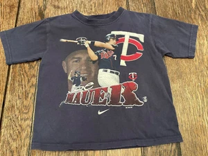 JOE MAUER Minnesota Twins 2009 boys size 5 blue NIKE shirt MLB baseball HOF wow - Picture 1 of 3