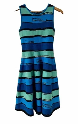Women's Issa London Blue Striped Sleeveless Knit Skater Dress Size S - Image 1 of 4