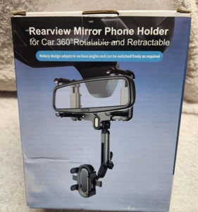 Rearview Mirror Phone Holder for Car,360°Rotatable and Retractable Multifunct... - Picture 1 of 5