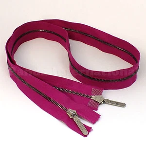 RiRi Zipper Metal 4, 2 Way Separating End, Gun Metal, Purple 2425, Lang S, 31.5" - Picture 1 of 5