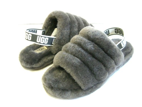 UGG FLUFF YEAH SLIDE SANDALO DONNA BAMBINO GRIGIO US KID 6 DONNA 8