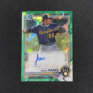 Jesus Parra 2021 Bowman Chrome Green Atomic Refractor 1st Auto RC #CPAJPAR /99