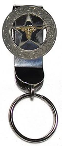 Texas Longhorn Star Out of the Pocket Key Holder 1 1/2 Inch Dia. Ranger Concho - Picture 1 of 1