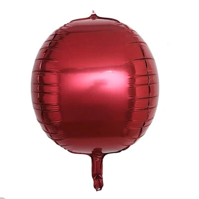 2 BURGUNDY 14" wide 4D Orbz Round Mylar Foil Balloons Wedding Party Supplies - Image 1 of 4