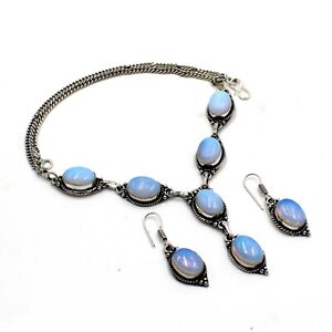 Fire Opal 925 Sterling Silver Plated Necklace & Earrings Set Jewelry GTC164