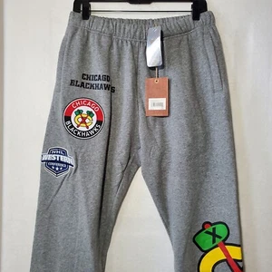 Chicago Blackhawks Sweatpants Mitchell Ness Fleece Jogger Pants NHL Western NWT - Picture 1 of 14