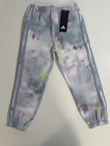 Adidas WONDER BLUE Big Girls 3-Stripe Cotton Fleece Jogger Pants Kids New Size 5 - Picture 1 of 8