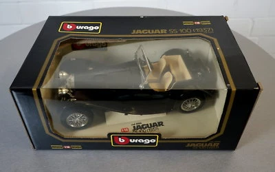 Burago 1/18 Jaguar SS 100 1937 Negro -3006- Die-Cast Scale Modelo Coche NUEVO... - Imagen 1 de 3