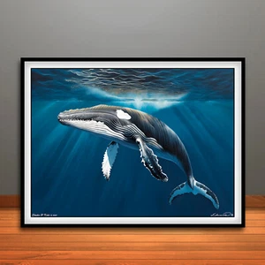Humpback Whale Print, Poster, Marine Life Wall Art, Animal Decor - Picture 1 of 1