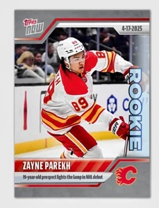 2024-25 TOPPS NOW NHL STICKER 162 ZAYNE PAREKH RC FLAMES GOAL IN DEBUT PRESALE - Picture 1 of 1