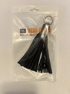 Urge Basics Black USB Tassel Charm Keychain Charger, Micro USB Charging Cable - Picture 1 of 3
