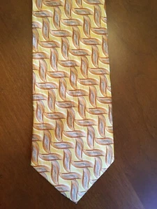 Cravatta Jos A Bank in seta nuova senza etichette design oro giallo grigio tessuto a cesto - Foto 1 di 5