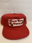 Mens Adjust Basebal Cap Red Leather Strap Chew Bros. Farms Chord Tomato Carrot