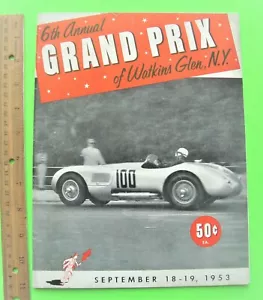 Watkins Glen 1953 Gran Premio de Estados Unidos Programa F-1 con raro anuncio Corvette Jaguar XK-120 - Imagen 1 de 13