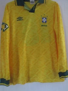 Camiseta de fútbol local Brasil 1991-1993 talla grande manga larga nº 14/41022 - Imagen 1 de 2