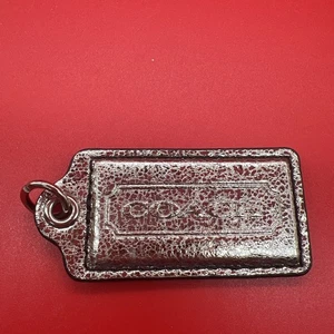 Coach Leder Silber Farbe Hänge Taschenanhänger Anhänger Anhänger 2,75 x 1,25" - Bild 1 von 6