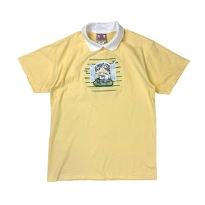 Vintage Top Stitch Cat Embroidered T-shirt Size Large Collared Single Stitch 90s - Picture 1 of 7