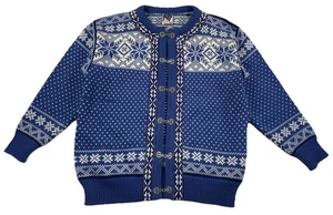 Dale of Norway Snowflake Wool Sweater Blue White Pewter Clasp Size Large - Picture 1 of 6