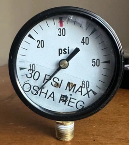 US Gauge 30 PSI MAX OSHA Reg 0-60 PSI Pressure Vacuum Gauge - Picture 1 of 6