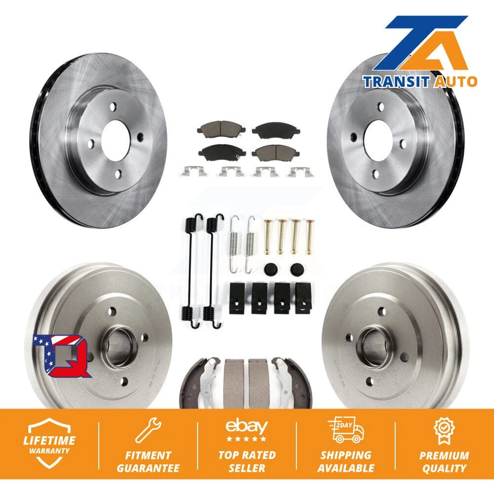 [Front+Rear] Brake Rotors Ceramic Pad Drum Kit (7Pc) For Nissan Micra Versa Note - Image 1 of 4
