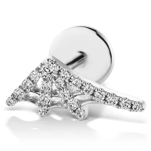 MARIA TASH Diamond Spider Web Threaded Stud Earring 18k Solid White Gold Tragus - Picture 1 of 10