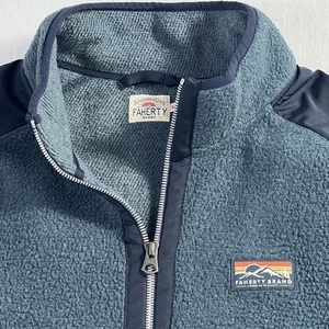 Chaqueta Faherty High Pile Fleece Cremallera Talla XXL Azul Mineral - Imagen 1 de 9