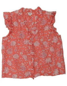 J. CREW Womens Sleeveless Shirt Blouse UK 18 XL Pink Floral Cotton DR09 - Picture 1 of 3