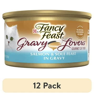 12 Pack Fancy Feast Gravy Lovers, Salmon Sole Wet Cat Food 3oz - Image 1 of 4