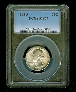 1948-S 25C PCGS MS 67 Washington Silver Quarter - Picture 1 of 2