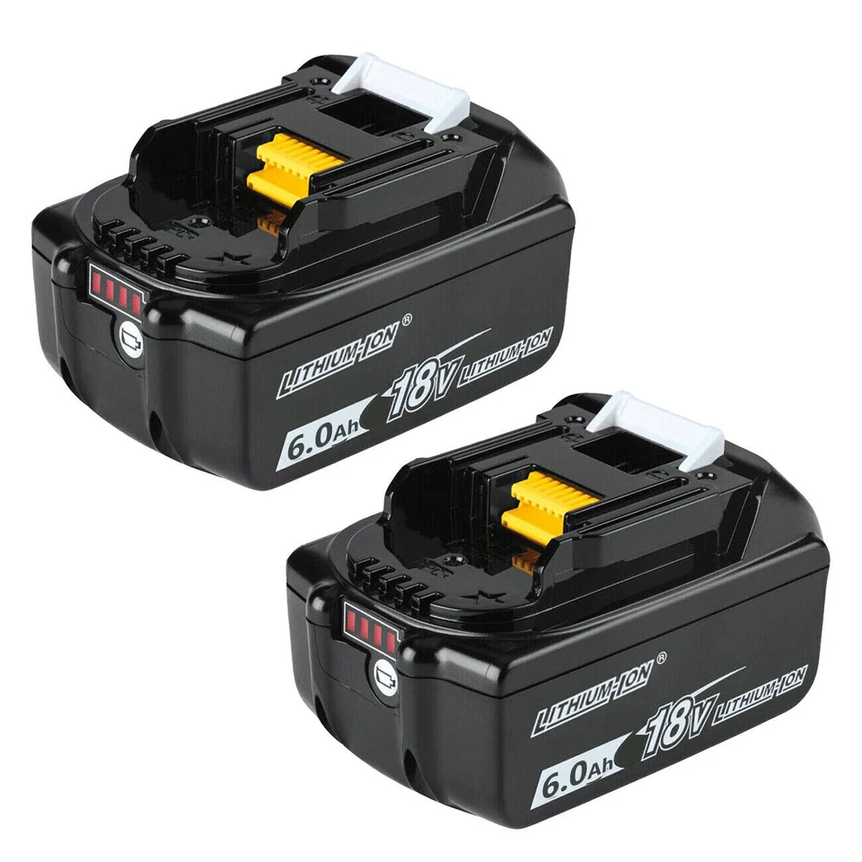 FÜR MA KITA 2 18V 6,0 Ah für Makita LED Akku BL1860B- 2er Set - 197422-3 BL1850-B