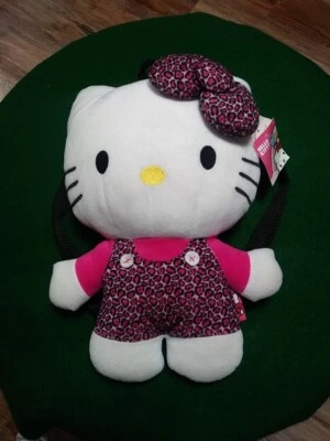 NEW Hello Kitty Sanrio Cheetah Pink Leopard Cheetah Outfit Plush Backpack 2012 - Image 1 of 4