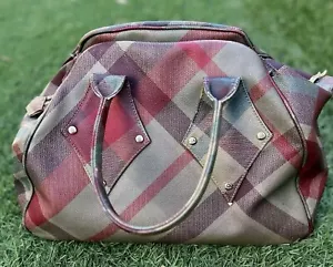 Bolso de mano vintage Vivienne Westwood cuero tartán a cuadros Derby Boston - Imagen 1 de 19