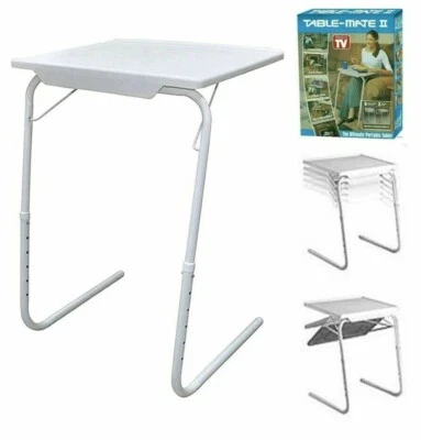ADJUSTABLE FOLDING PORTABLE TABLE MATE LAP TRAY TV DINNER DESK SERVING/ RETURN - Image 1 of 4