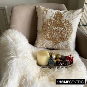 Gold Christmas Throw Pillow Cover Holiday Velvet Pillowcase - Shimmer Ornament - Picture 1 of 10