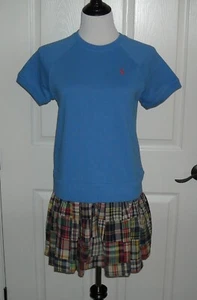 NWT Polo Ralph Lauren Girl's Dress W/Plaid Skirt Size 5 Color Blue/Multi $80 - Picture 1 of 9