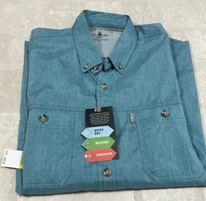 NWT Mens G.H. Bass Sportsman SunBlocker Teal Short Sleeve Shirt Size Medium M - Picture 1 of 2