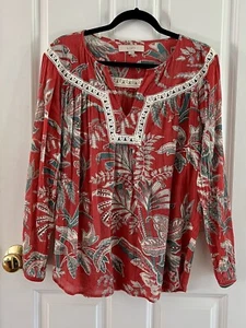 Ann Taylor Loft  Floral Tropic Print Pullover Top Cover up Cotton Women's Size S - Picture 1 of 9