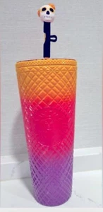 Starbucks 2024 Halloween Día de Muertos Vaso Venti 24oz Taza Fría Calavera Pajita - Imagen 1 de 9