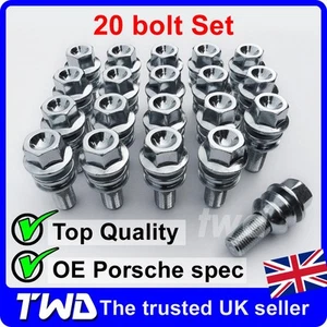 20x ALLOY WHEEL BOLTS FOR PORSCHE CAYMAN 987 981 718 (OE STYLE) SILVER LUG NUT - Picture 1 of 6