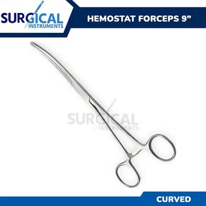 Pinzas de hemostato curvas de 9" abrazaderas de bloqueo de acero inoxidable grado alemán - Imagen 1 de 8