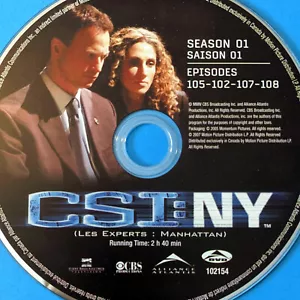 CSI: NY Season 1 DISC 2 DVD REPLACEMENT only - single Disc ep. 105 102 107 108 - Picture 1 of 4