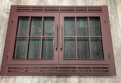 Stoll Prefab Red Iron Fireplace Glass Door For Opening 36" W x 19" to 24" H - Image 1 of 4