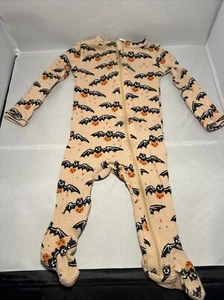 Spearmint Love Baby 0-3 mesi, footie con zip in maglia waffle, pipistrelli e zucche Halloween - Foto 1 di 5