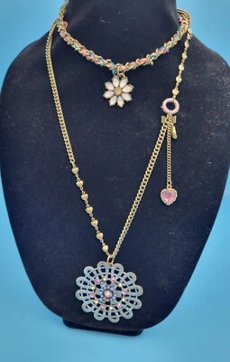 Impresionante Gargantilla y Collar BETSEY JOHNSON Vintage Estrás Flor DECLARACIÓN  Foto 1 de 4