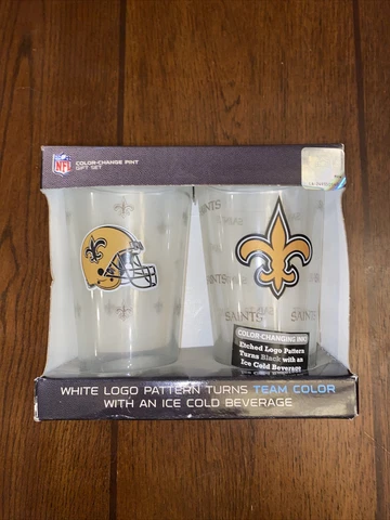 NFL Saints New Orleans 16 Oz Color Changing 2 Pack Glass Pint Set 2014 Vintage Cover